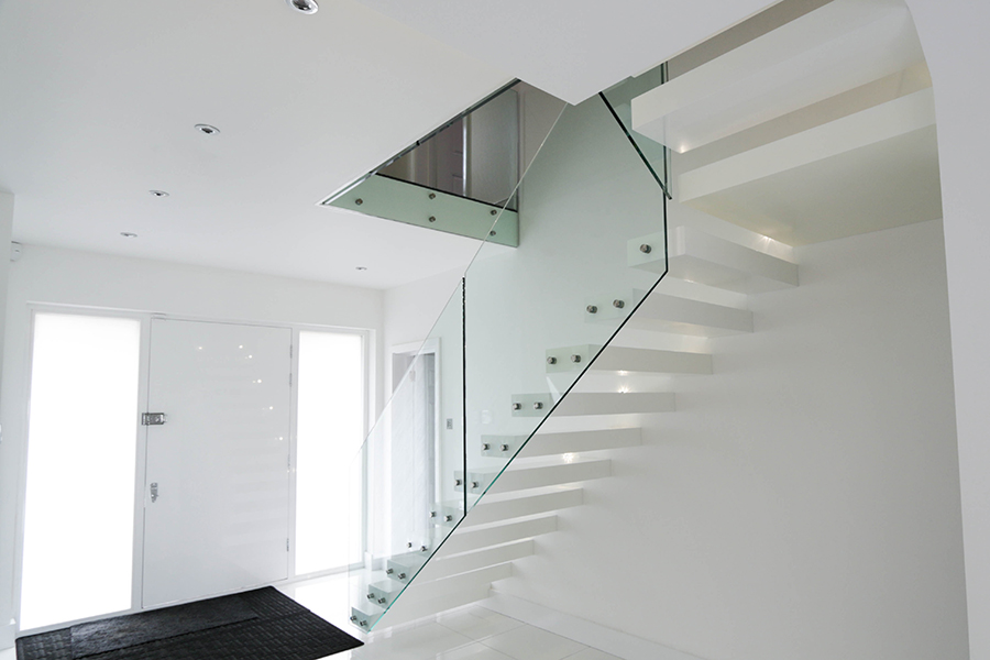 Custom made floating glass staircase price-5