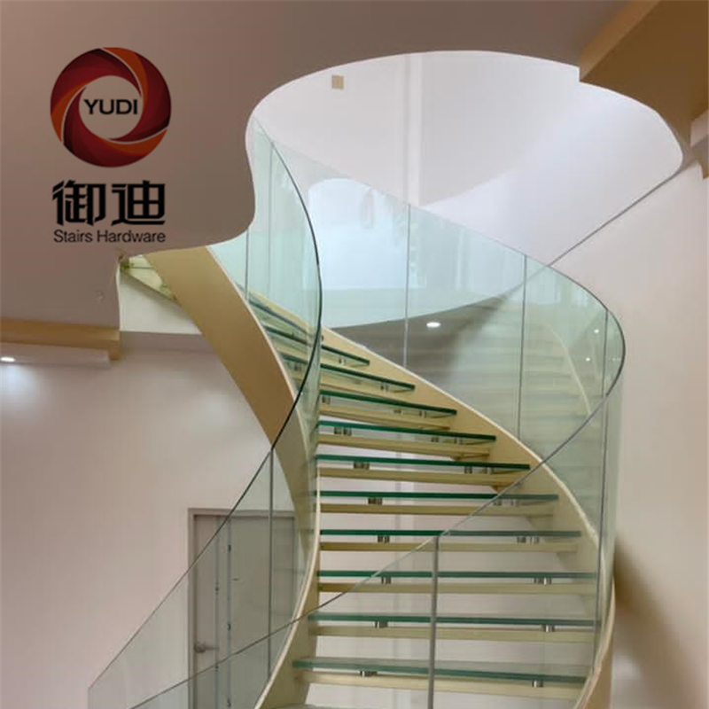 Interior Used Laminated Glass Residential Curve Staircases
