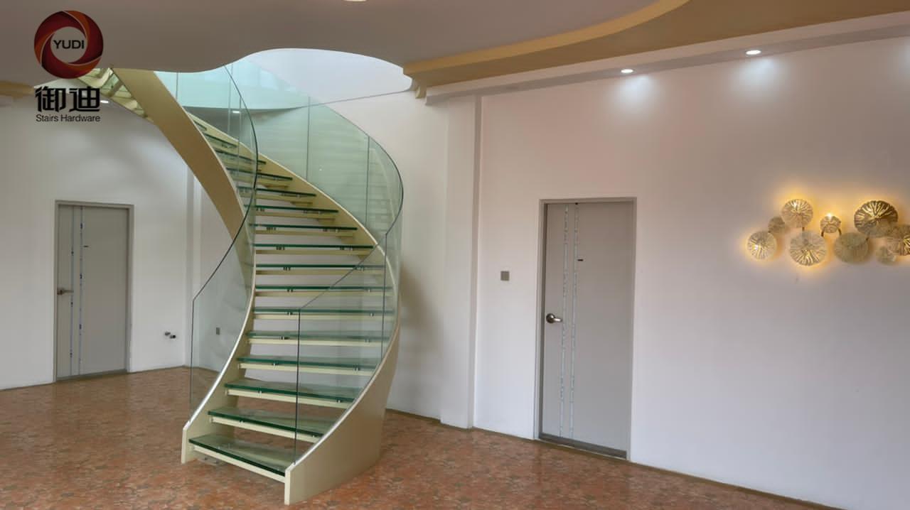 YUDI Stairs curved glass staircase suppliers for villa