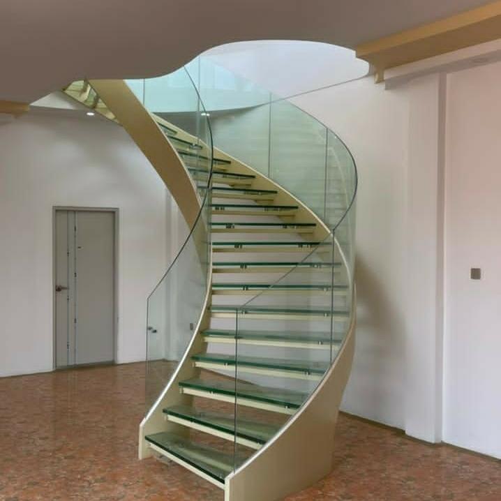 YUDI Stairs curved glass staircase suppliers for villa