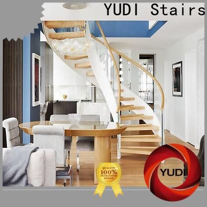 YUDI Stairs wood curved stairs factory price for aprtment