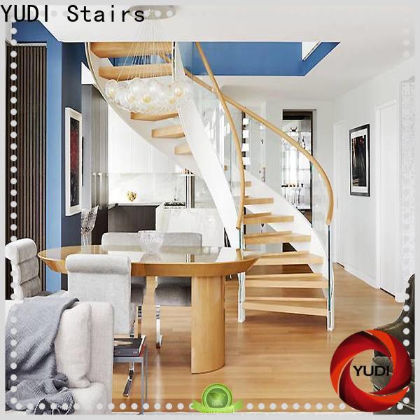 YUDI Stairs Custom made curved glass staircase factory for villa